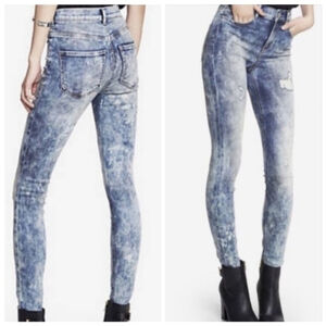 Express 2 High Rise Legging Light Blue Acid Wash Skinny Distressed Jegging Jeans